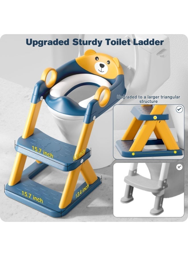 إي وورلد مقعد تدريب الأطفال على الحمام 2 في 1 مع سلم قابل للتعديل | تصميم مانع للانزلاق ووسادة ناعمة وحاجز للرذاذ | مناسب لجميع المراحيض القياسية - Image 3